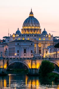 Saint Peter's Basilica over the Tiber River, Vatican City, Rome, Italy