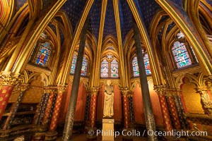 La Sainte-Chapelle, The Holy Chapel, is one of the only surviving buildings of the Capetian royal palace on the Ile de la Cite in the heart of Paris, France. It was commissioned by King Louis IX of France to house his collection of Passion Relics, including the Crown of Thorns - one of the most important relics in medieval Christendom