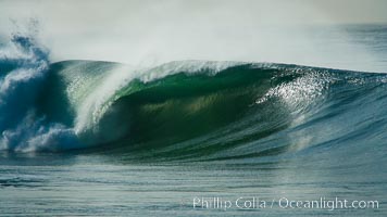 Salt Creek, thick barrel wave, morning, Laguna Niguel, California.