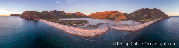 Salt Lake on Isla Espiritu Santo, Baja California, aerial view