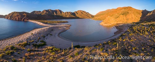 Salt Lake on Isla Espiritu Santo, Baja California, aerial view