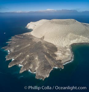 San Benedicto Island and Barcena crater, aerial photo, Revillagigedos Islands, Mexico. San Benedicto Island (Islas Revillagigedos), Baja California, natural history stock photograph, photo id 32915