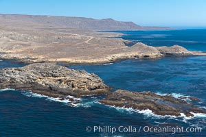 San Clemente Island, rugged barren coastline and island terrain surrounded by lush underwater kelp forests and marine life