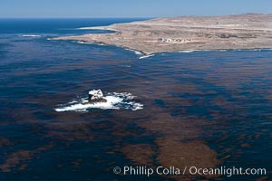 San Clemente Island and Castle Rock, kelp beds visible at the ocean surface