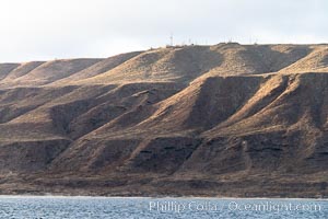 San Clemente Island geological terracing, caused by uplifting over millenia.  The stair-step landscape of uplifted marine terraces on the southern end of San Clemente Island