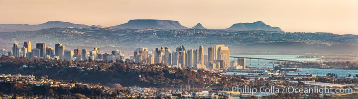 San Diego and Tijuana City Skyline, panoramic photo, viewed from Mount Soledad