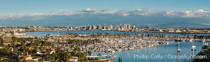 San Diego Bay and Skyline, viewed from Point Loma, panoramic photograph