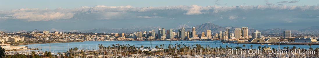 San Diego Bay and Skyline, viewed from Point Loma, panoramic photograph
