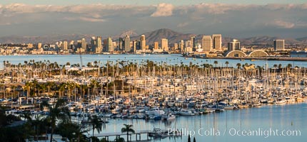 San Diego Bay and Skyline at sunset, viewed from Point Loma, panoramic photograph. California, USA, natural history stock photograph, photo id 30210