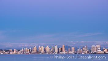 San Diego Bay and Skyline at sunset, viewed from Point Loma, panoramic photograph