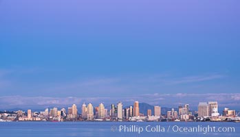 San Diego Bay and Skyline at sunset, viewed from Point Loma, panoramic photograph