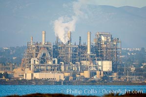 Factory produces steam near the San Diego Bay National Wildlife Refuge, San Diego