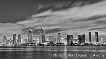 San Diego bay and skyline at sunrise, viewed from Coronado Island