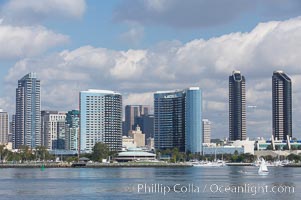 San Diego downtown waterfront skyline, viewed across San Diego Bay from Coronado Island