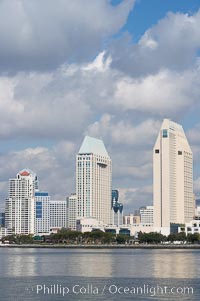 San Diego downtown waterfront skyline, viewed across San Diego Bay from Coronado Island