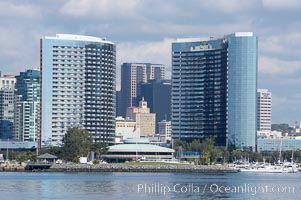 San Diego downtown waterfront skyline, viewed across San Diego Bay from Coronado Island