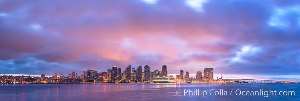 San Diego City Skyline at Sunrise, High Resolution Panoramic Photo