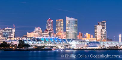 San Diego City Skyline at Sunset, viewed from Point Loma, panoramic photograph