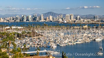 San Diego City Skyline at Sunset, viewed from Point Loma, panoramic photograph