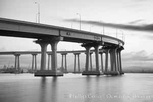 San Diego Coronado Bridge, known locally as the Coronado Bridge, links San Diego with Coronado, California. The bridge was completed in 1969 and was a toll bridge until 2002. It is 2.1 miles long and reaches a height of 200 feet above San Diego Bay