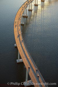 San Diego Coronado Bridge, known locally as the Coronado Bridge, links San Diego with Coronado, California.  The bridge was completed in 1969 and was a toll bridge until 2002.  It is 2.1 miles long and reaches a height of 200 feet above San Diego Bay