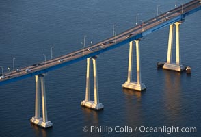 San Diego Coronado Bridge, known locally as the Coronado Bridge, links San Diego with Coronado, California.  The bridge was completed in 1969 and was a toll bridge until 2002.  It is 2.1 miles long and reaches a height of 200 feet above San Diego Bay