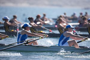 Start of the women's JV final, UCLA boat in foreground, 2007 San Diego Crew Classic, Mission Bay