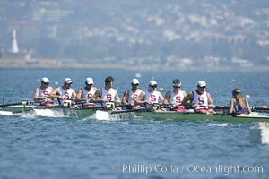 Stanford men en route to winning the Copley Cup, 2007 San Diego Crew Classic, Mission Bay