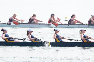 Cal (UC Berkeley) women's collegiate novice crew race in the finals of the Korholz Perpetual Trophy, 2007 San Diego Crew Classic, Mission Bay