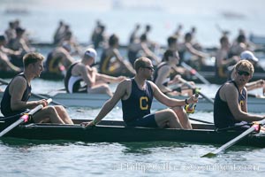 Cal (UC Berkeley) prepares for the final of the men's JV finals, 2007 San Diego Crew Classic, Mission Bay