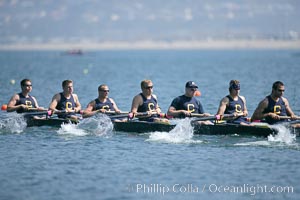 Cal (UC Berkeley) on their way to winning the men's JV final, 2007 San Diego Crew Classic, Mission Bay