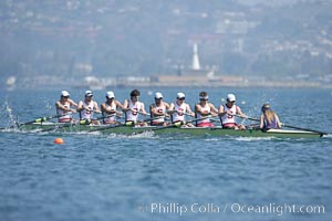 Stanford men en route to winning the Copley Cup, 2007 San Diego Crew Classic, Mission Bay