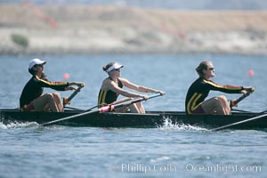 USC women warm up at the starting line.  They would win the finals of the Jessop-Whittier Cup, 2007 San Diego Crew Classic, Mission Bay