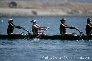 USC women warm up at the starting line.  They would win the finals of the Jessop-Whittier Cup, 2007 San Diego Crew Classic, Mission Bay