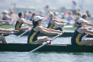 Cal (UC Berkeley) women en route to a second place finish in the Jessop-Whittier Cup final, 2007 San Diego Crew Classic, Mission Bay