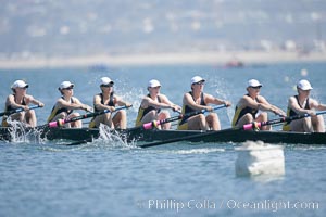 Cal (UC Berkeley) women en route to a second place finish in the Jessop-Whittier Cup final, 2007 San Diego Crew Classic, Mission Bay