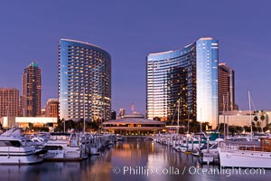 San Diego Marriott Hotel and Marina, viewed from the San Diego Embarcadero Marine Park