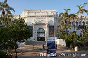 The San Diego Museum of Natural History, Balboa Park, San Diego.  Located next to the main fountain in Balboa Park, the San Diego Natural History Museum is the place to find dinosaur bones and get a close up look at insects, birds and organic matter that make our outside world so interesting. Renovated in 2001, a new wing has doubled the museums original 65,000 square feet of floor space to about 150,000 square feet