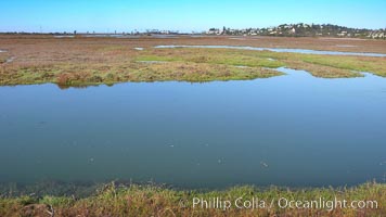 San Elijo lagoon at high tide, looking from the south shore north west, San Elijo Lagoon, Encinitas, California