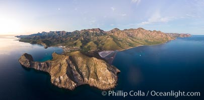 San Evaristo at dawn, a small fishing town, aerial photo, Baja California