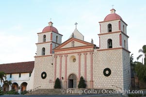 The Santa Barbara Mission.  Established in 1786, Mission Santa Barbara was the tenth of the California missions to be founded by the Spanish Franciscans.  Santa Barbara