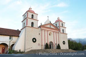 The Santa Barbara Mission.  Established in 1786, Mission Santa Barbara was the tenth of the California missions to be founded by the Spanish Franciscans.  Santa Barbara