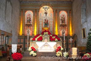 Inside of the parish of the Santa Barbara Mission.  Established in 1786, Mission Santa Barbara was the tenth of the California missions to be founded by the Spanish Franciscans.  Santa Barbara