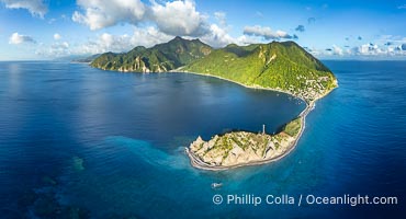 Scotts Head aerial panoramic photo. Dominica is referred to as the Nature Island for its lush forests and spectacular terrain