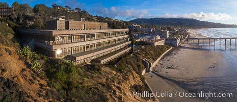 Scripps Institution of Oceanography Aerial Photo. La Jolla Shores and Mount Soledad in the distance