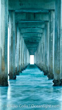 Scripps Pier, predawn abstract study of pier pilings and moving water, Scripps Institution of Oceanography, La Jolla, California