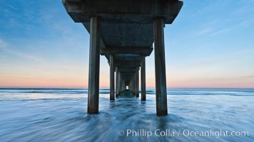 Scripps Pier, predawn abstract study of pier pilings and moving water, Scripps Institution of Oceanography, La Jolla, California