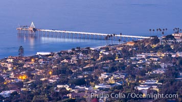 Scripps Pier and Christmas Lights from Mount Soledad, La Jolla, California