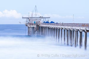 Scripps Pier and Huge Waves, long exposure, sunrise, La Jolla, California