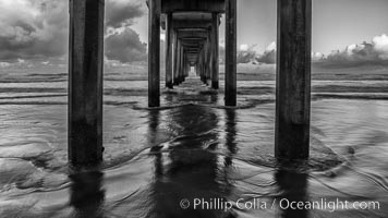 Scripps Pier and moving water, pre-dawn light, La Jolla